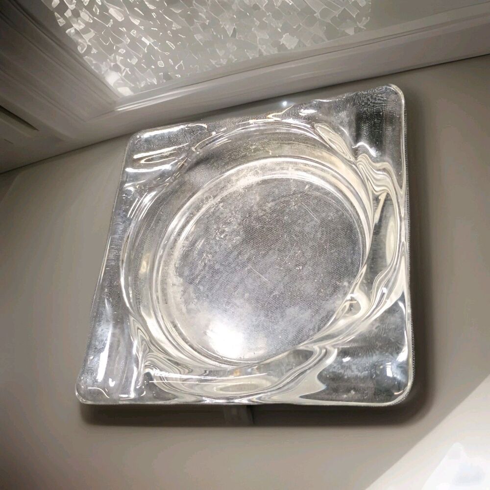 Vintage Clear Glass ashtray Square